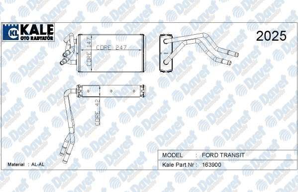 41-1919B Kalorifer Radyatoru Brazing (Klimali) Ford Transit (V184, V347) 2001-2013 / Mondeo 1992-2007